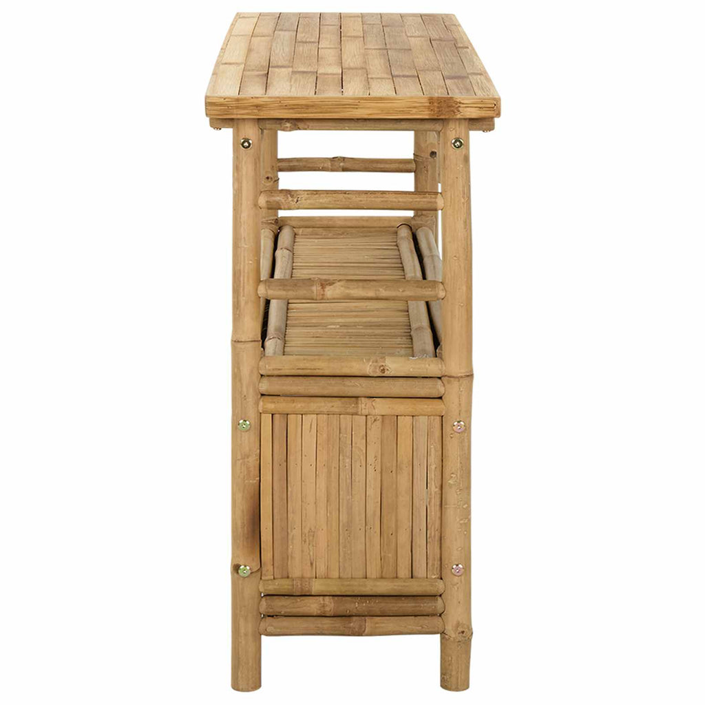 vidaXL Konsola z półką z drzwiami Naturalny 110 x 35 x 75 cm Bambus