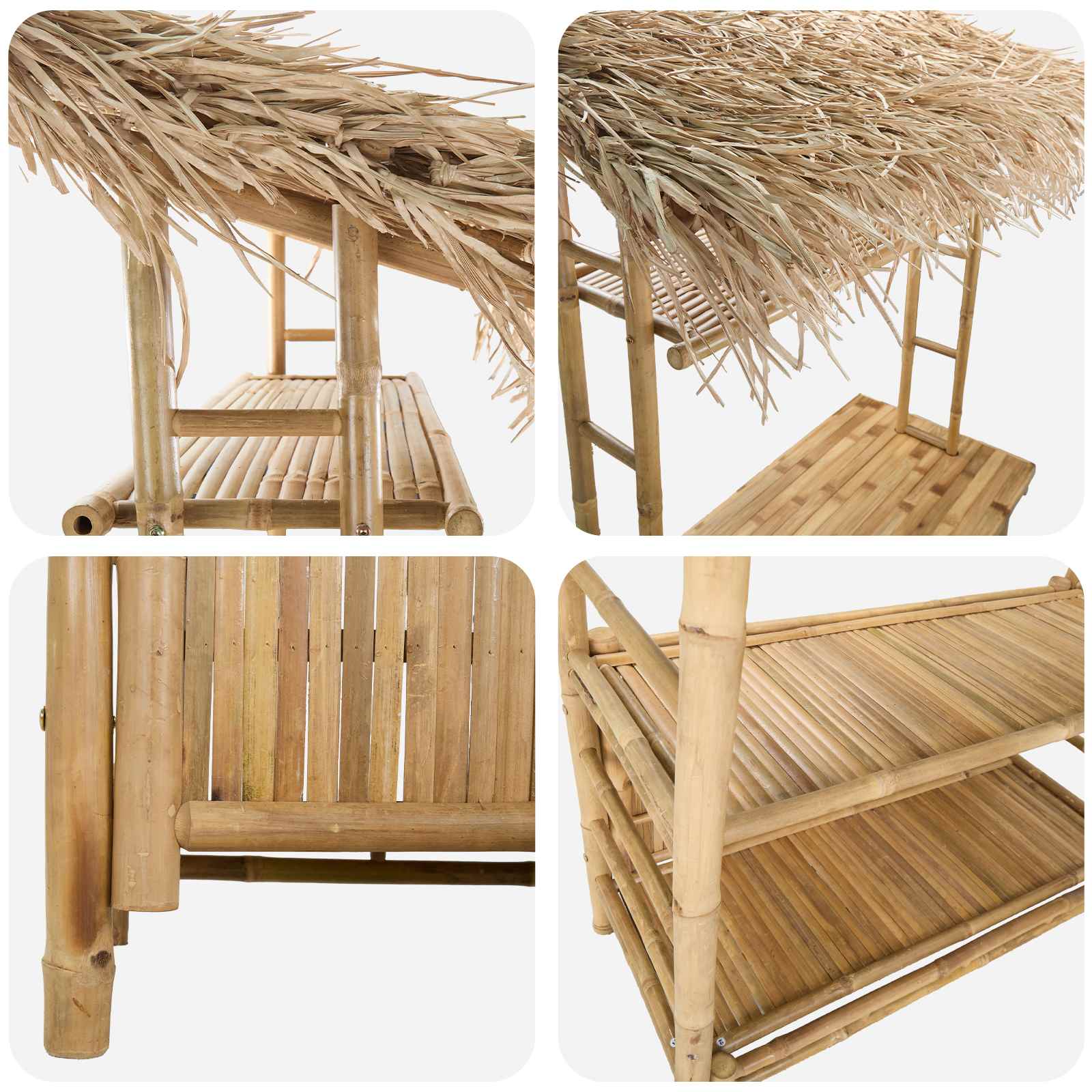 vidaXL Stół barowy na zewnątrz Naturalny 110 x 50 x 209 cm Bambus