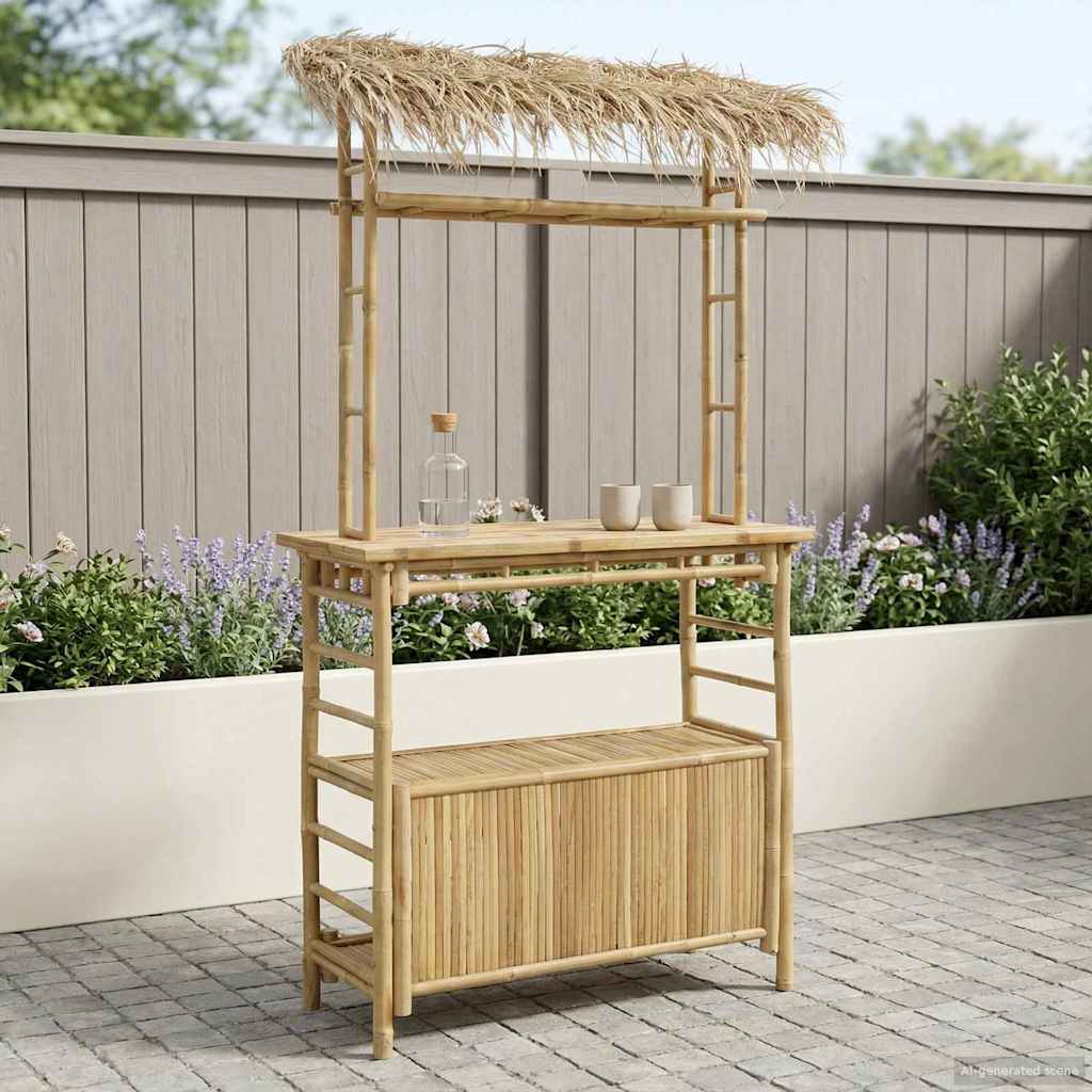 vidaXL Stół barowy na zewnątrz Naturalny 110 x 50 x 209 cm Bambus