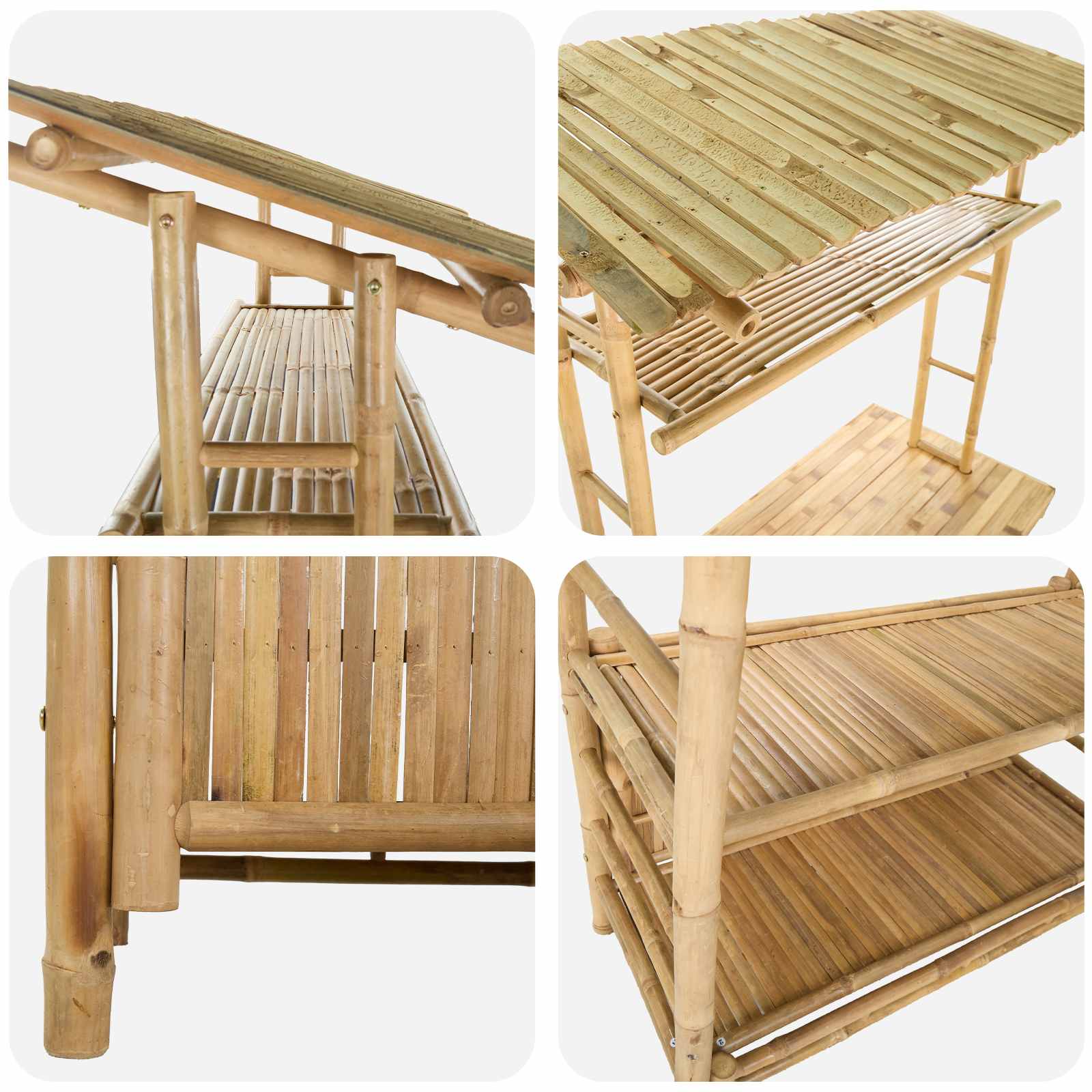 vidaXL Stół barowy na zewnątrz Naturalny 110 x 50 x 210 cm Bambus