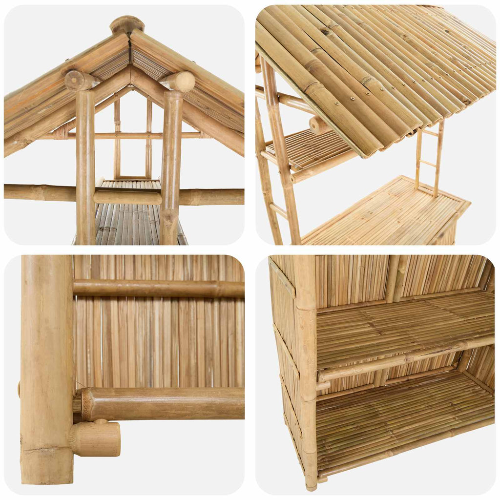 vidaXL Stół barowy na zewnątrz Naturalny 115 x 95 x 214 cm Bambus