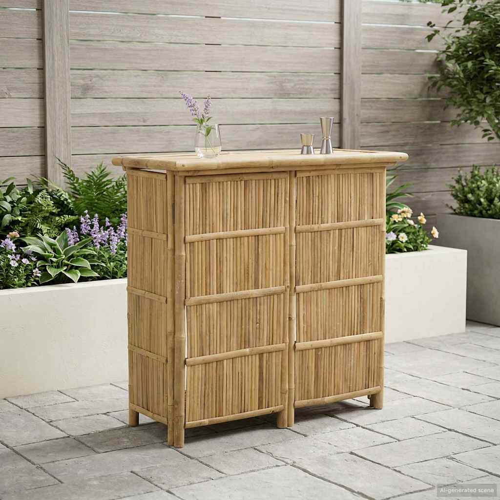 vidaXL Stół barowy na zewnątrz Naturalny 115 x 55 x 105 cm Bambus