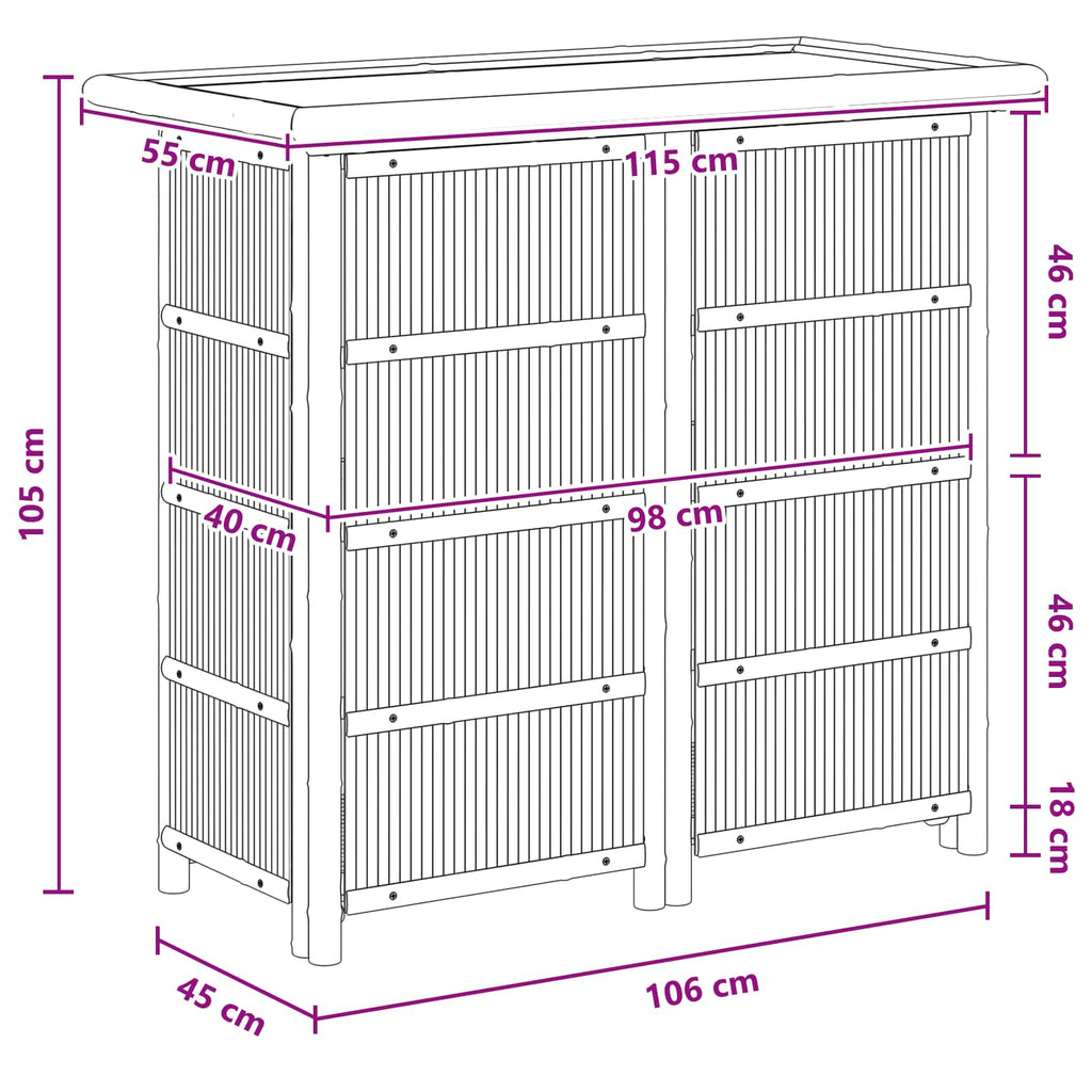 vidaXL Stół barowy na zewnątrz Naturalny 115 x 55 x 105 cm Bambus