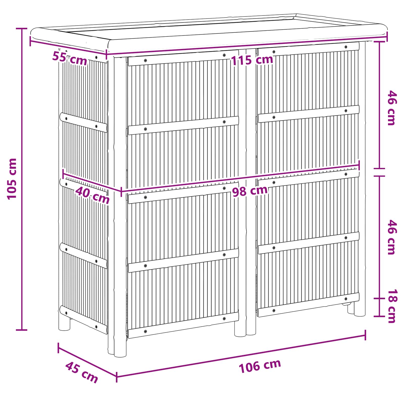 vidaXL Stół barowy na zewnątrz Naturalny 115 x 55 x 105 cm Bambus