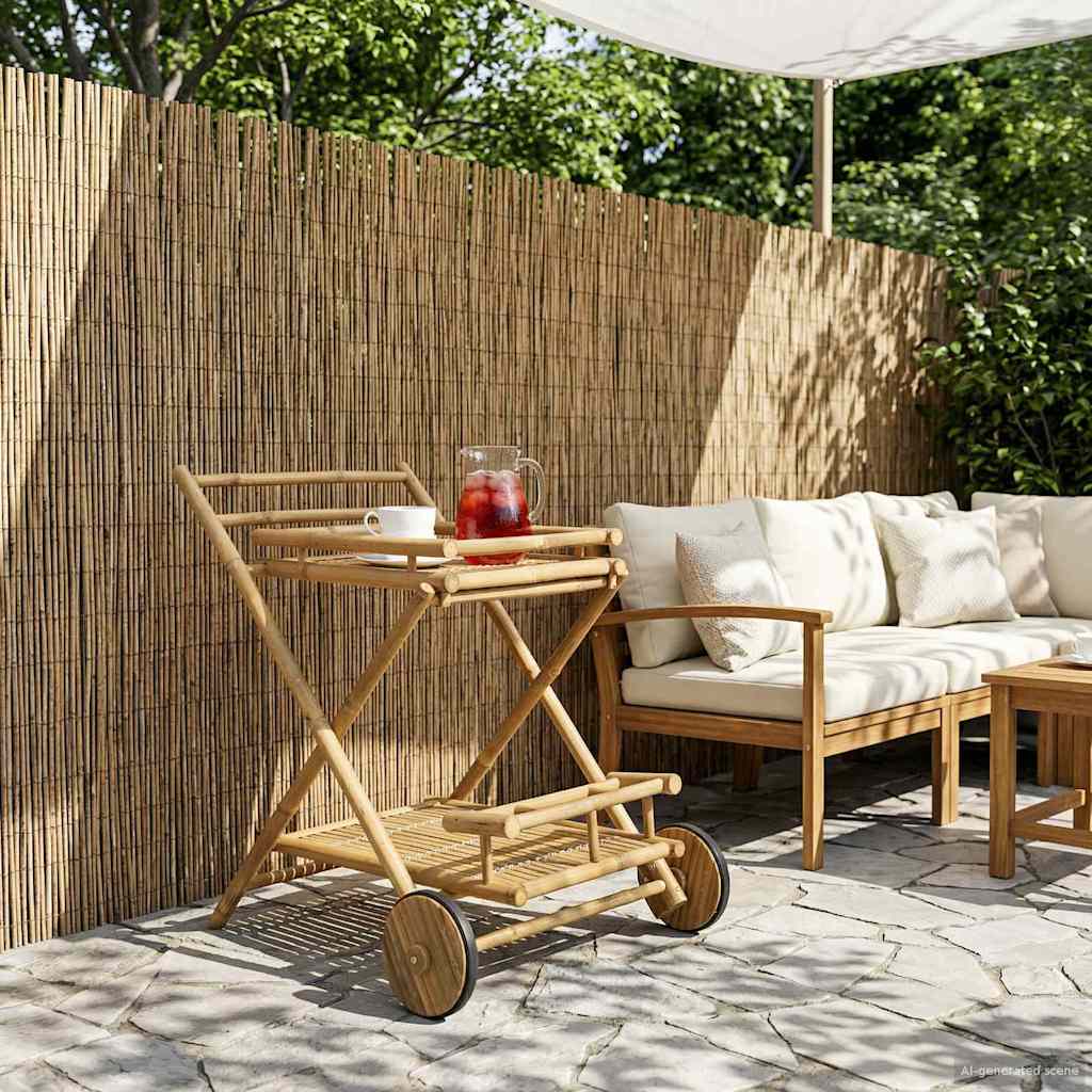 vidaXL Wózek serwisowy na kółkach naturalny 79 x 67,5 x 84 cm Bambus