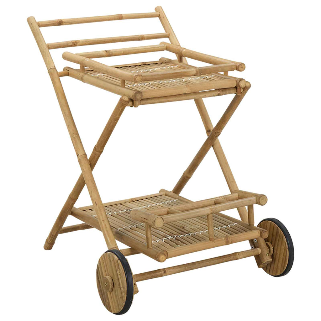 vidaXL Wózek serwisowy na kółkach naturalny 79 x 67,5 x 84 cm Bambus
