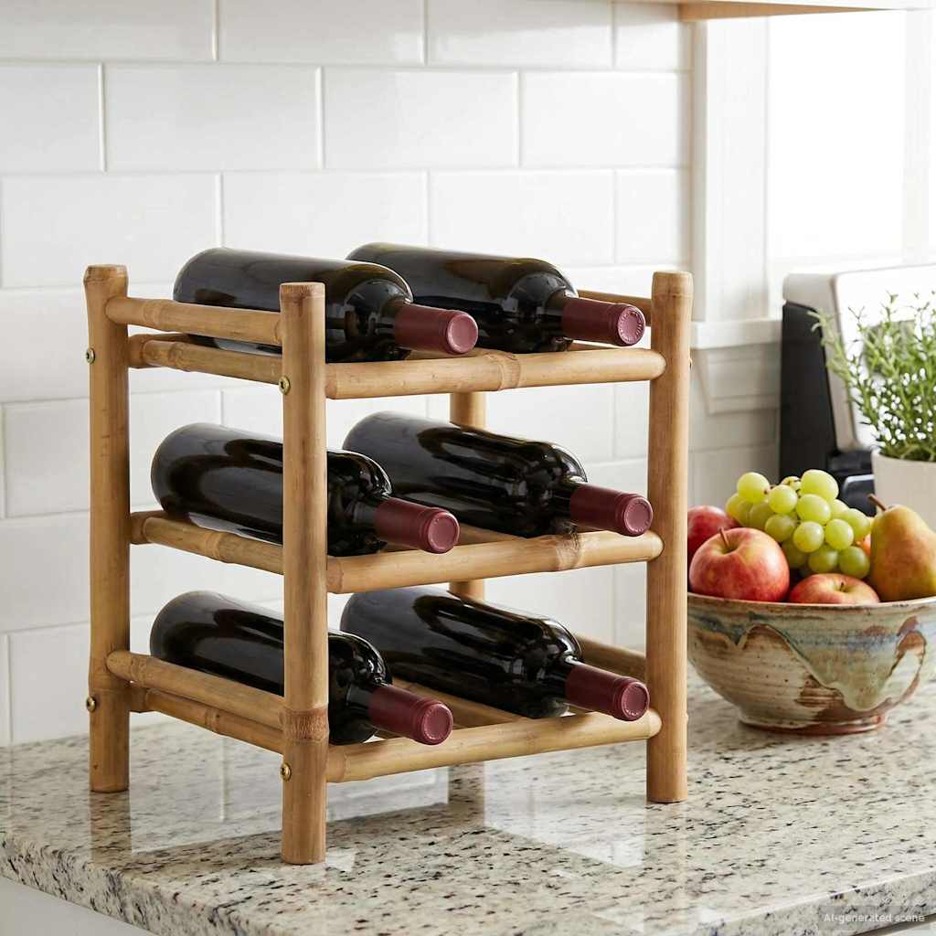 vidaXL Regał na wino Naturalny 32,5 x 29,5 x 36 cm Bambus