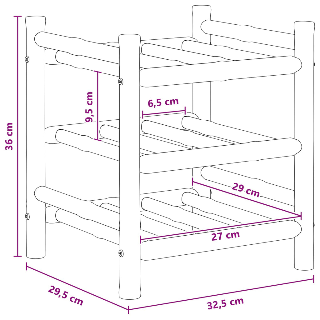 vidaXL Regał na wino Naturalny 32,5 x 29,5 x 36 cm Bambus