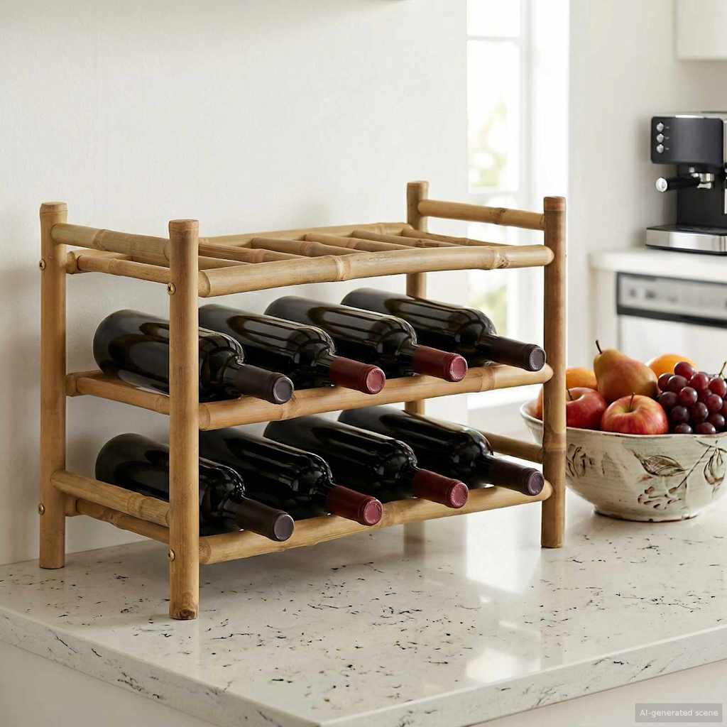 vidaXL Regał na wino Naturalny 57 x 29,5 x 36 cm Bambus