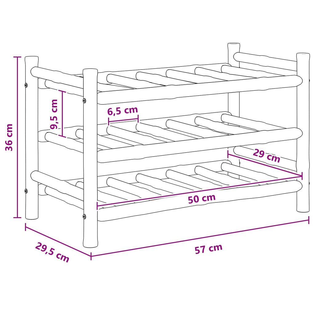 vidaXL Regał na wino Naturalny 57 x 29,5 x 36 cm Bambus