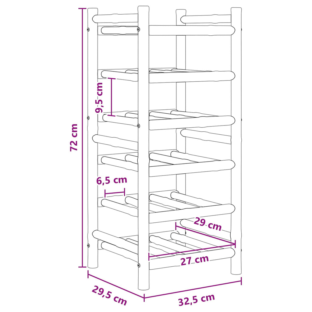 vidaXL Regał na wino Naturalny 32,5 x 29,5 x 72 cm Bambus