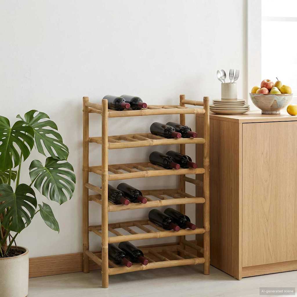 vidaXL Regał na wino Naturalny 57 x 29,5 x 72 cm Bambus
