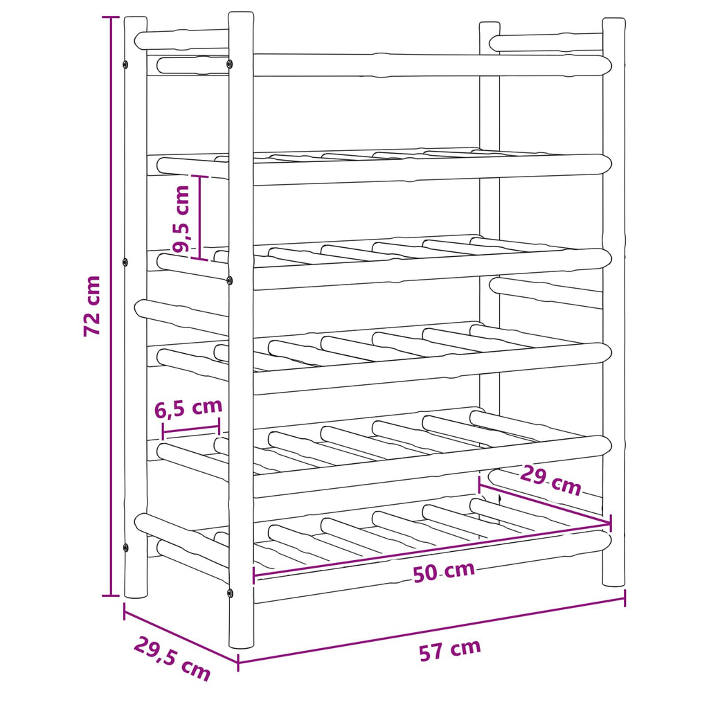 vidaXL Regał na wino Naturalny 57 x 29,5 x 72 cm Bambus