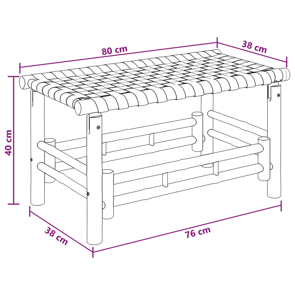 vidaXL Ławka ogrodowa 80 x 38 x 40 cm Bambus Naturalny Prostokątny