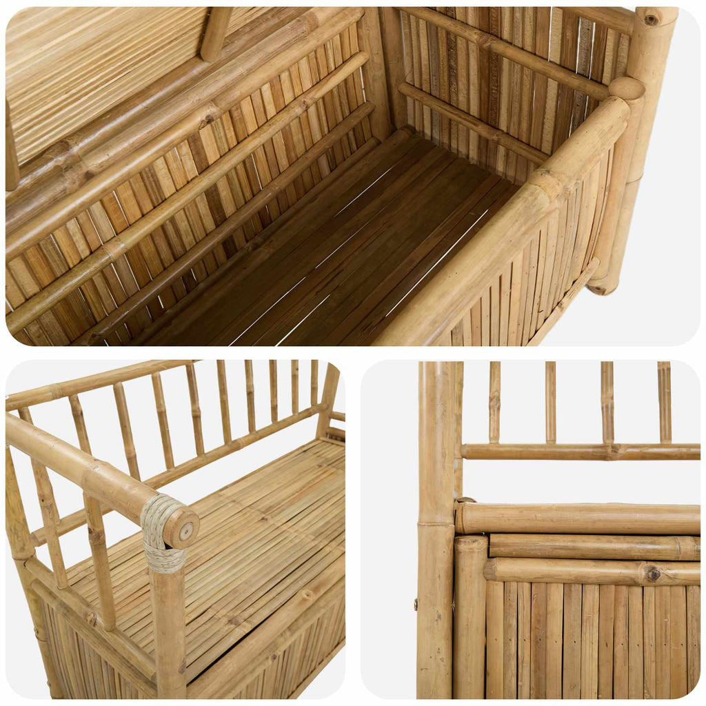 vidaXL Ławka do ogrodu i przechowywania 110 x 47 x 80 cm Bambus