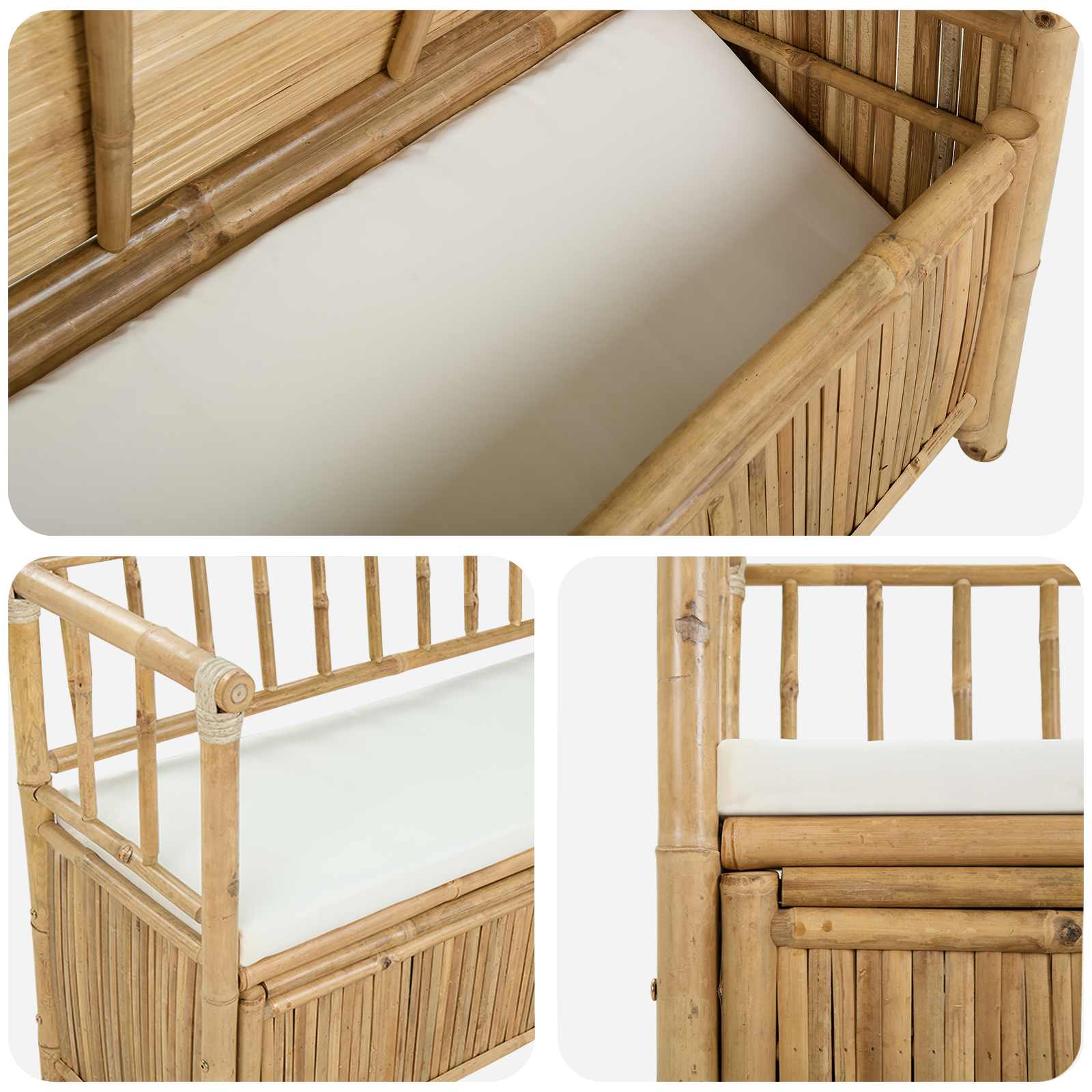 vidaXL Ławka do ogrodu i przechowywania 110 x 47 x 80 cm Bambus