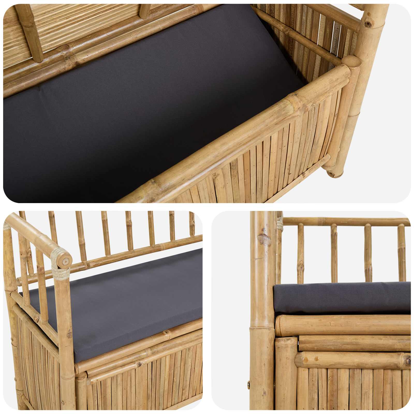 vidaXL Ławka do ogrodu i przechowywania 110 x 47 x 80 cm Bambus