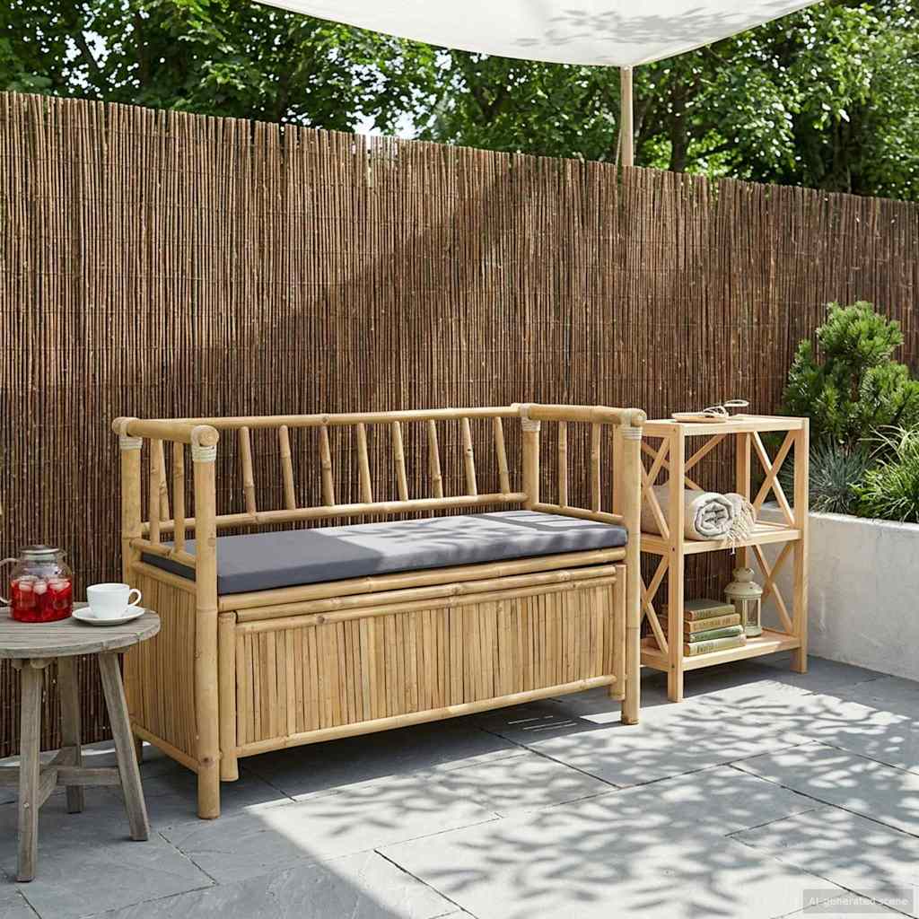 vidaXL Ławka do ogrodu i przechowywania 110 x 47 x 80 cm Bambus