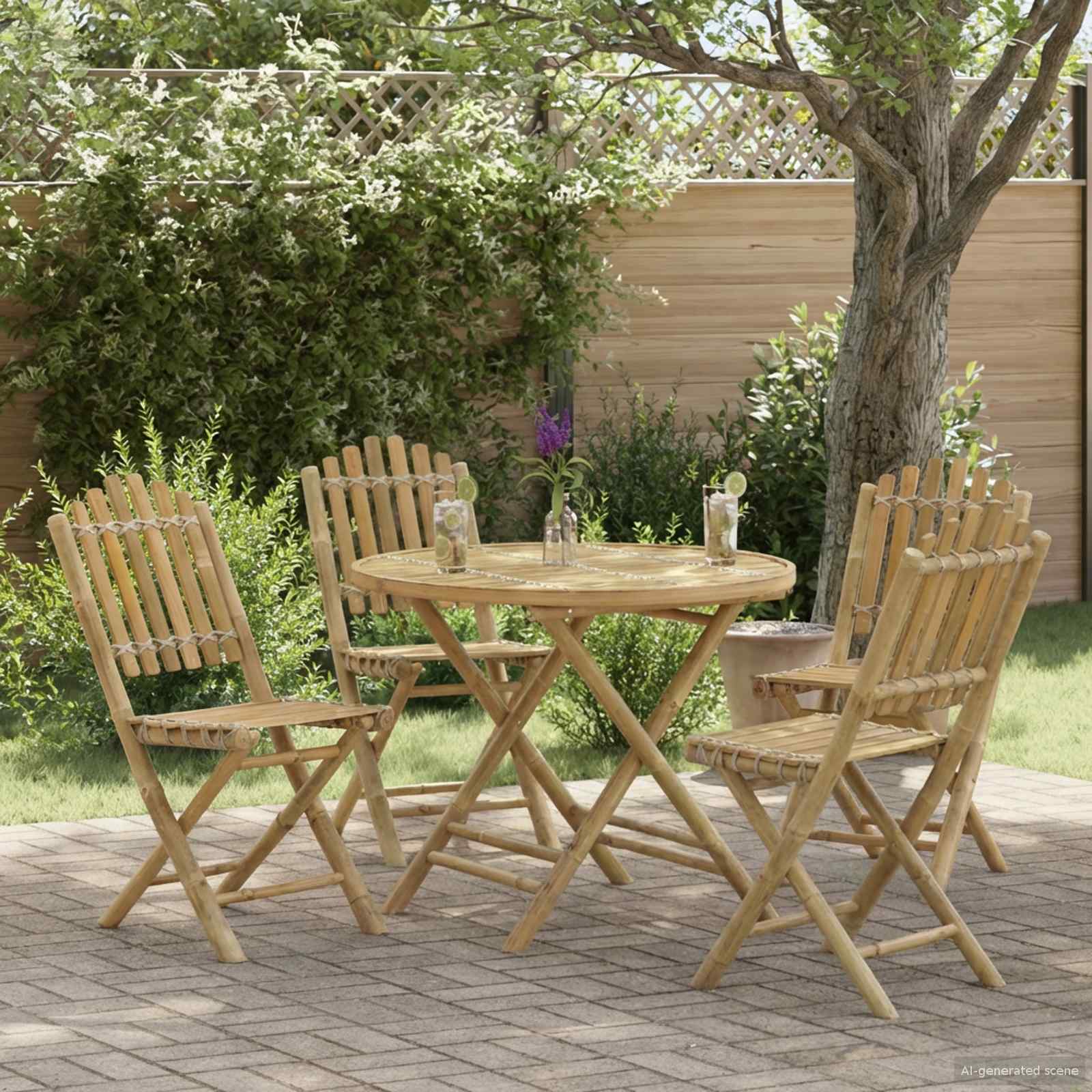 vidaXL Krzesło Ogrodowe 4 pcs Naturalny Bambus