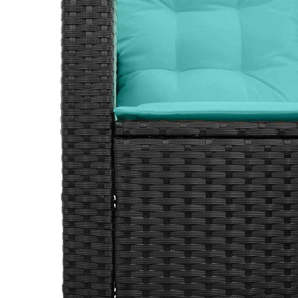 vidaXL Sofa Ogrodowa z poduszką 2 pcs Czarny i Turkusowy Polirattan