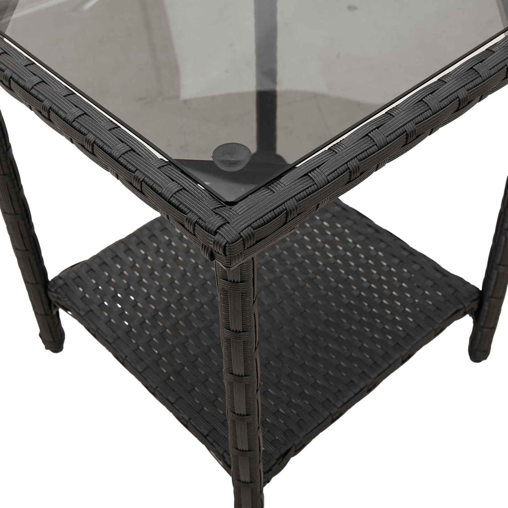 vidaXL Sofa Ogrodowa z poduszką 2 pcs Czarny i Turkusowy Polirattan