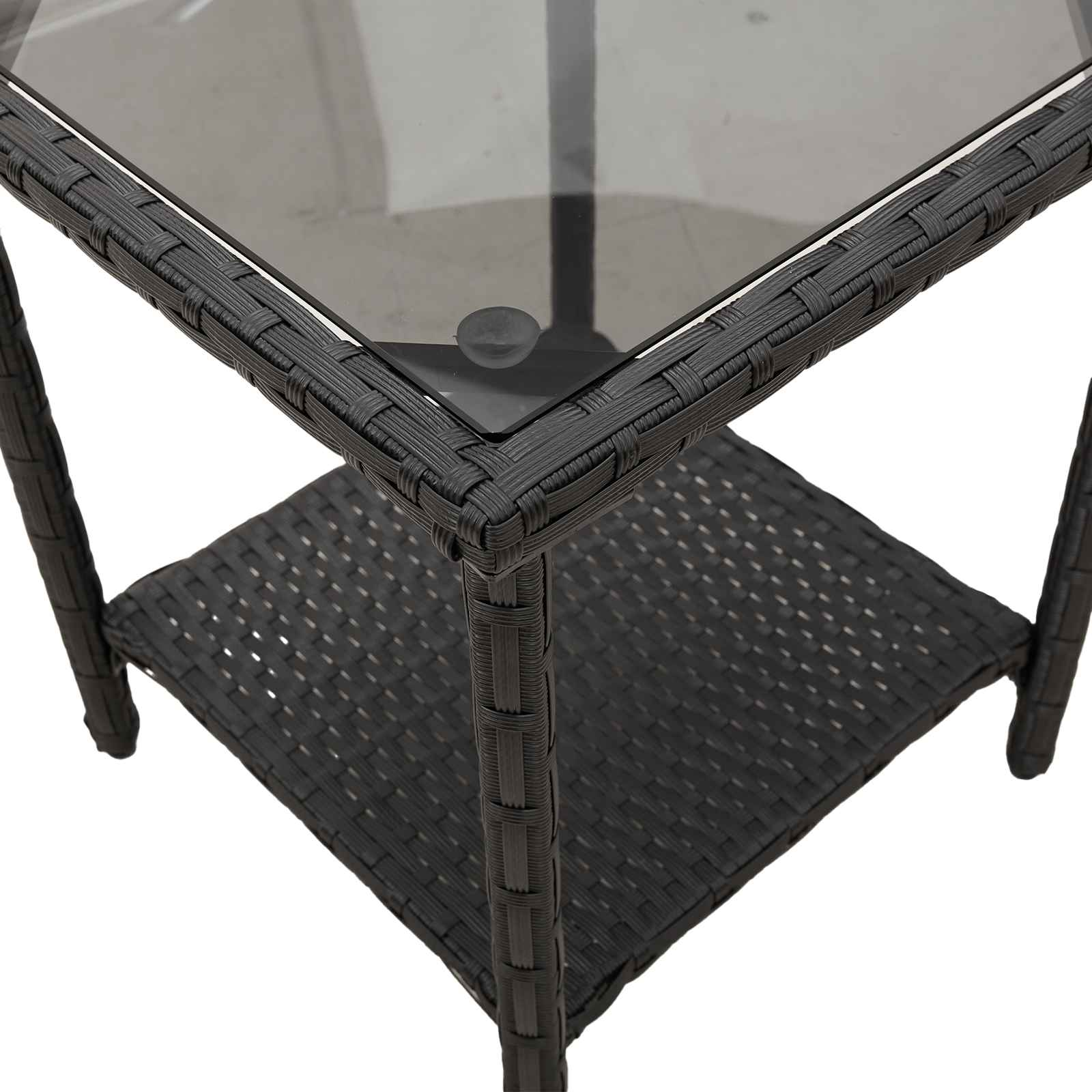 vidaXL Sofa Ogrodowa z poduszką 2 pcs Czarny i Turkusowy Polirattan