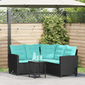 vidaXL Sofa Ogrodowa z poduszką 2 pcs Czarny i Turkusowy Polirattan