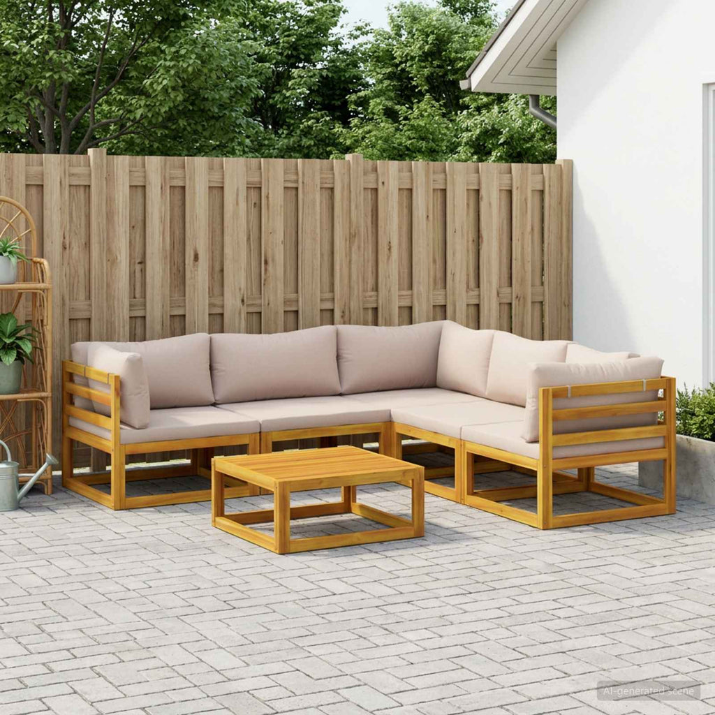vidaXL Zestaw Sof 6 szt. naturalny Lite Drewno Akacji