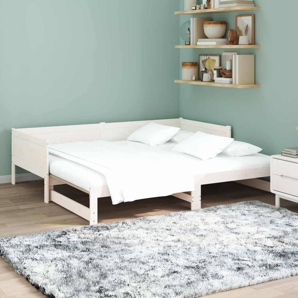 vidaXL Łóżko dzienne z funkcją wysuwania Biały 180 x 200 cm