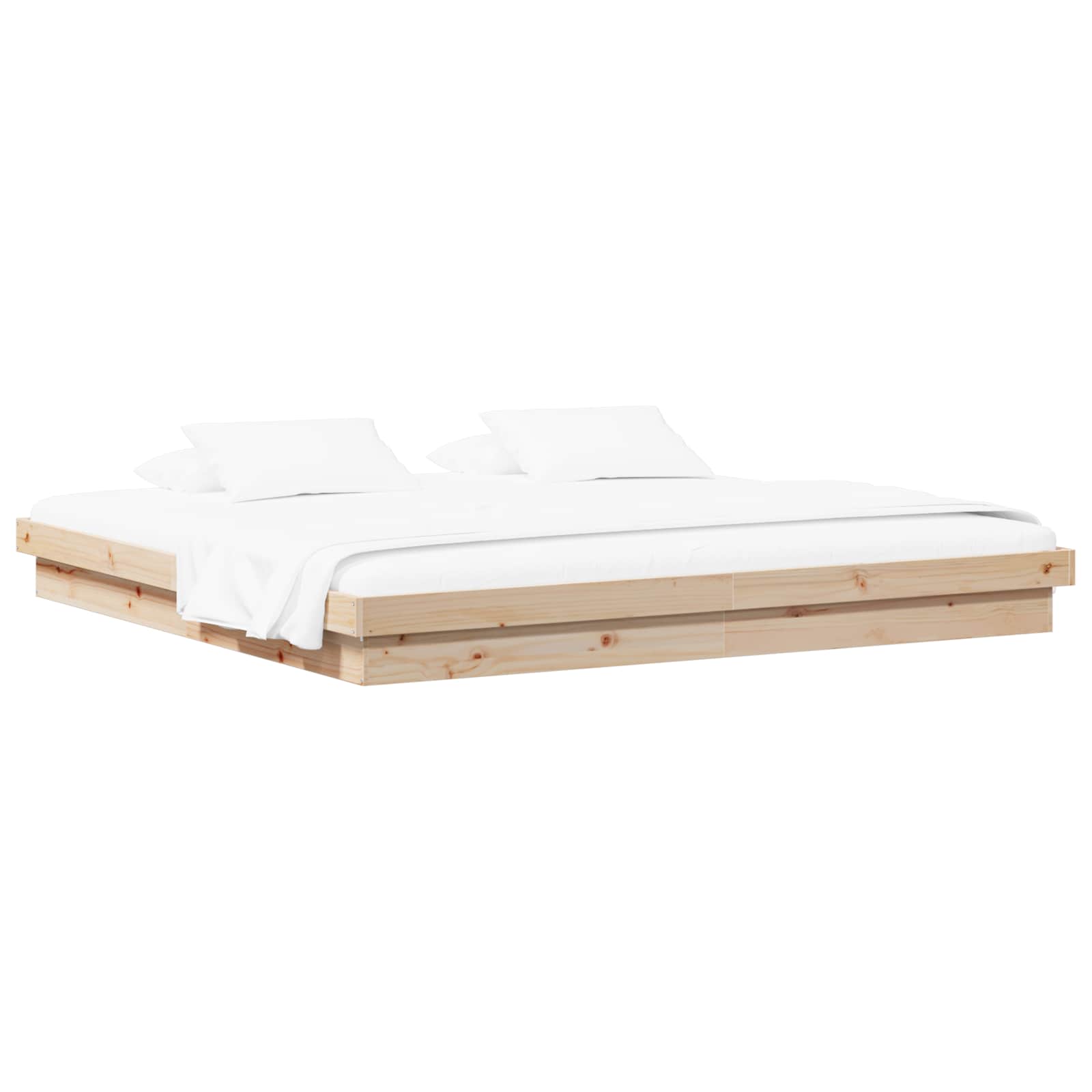 vidaXL Ramka łóżka Naturalny 200 x 200 cm Lite drewno sosnowe