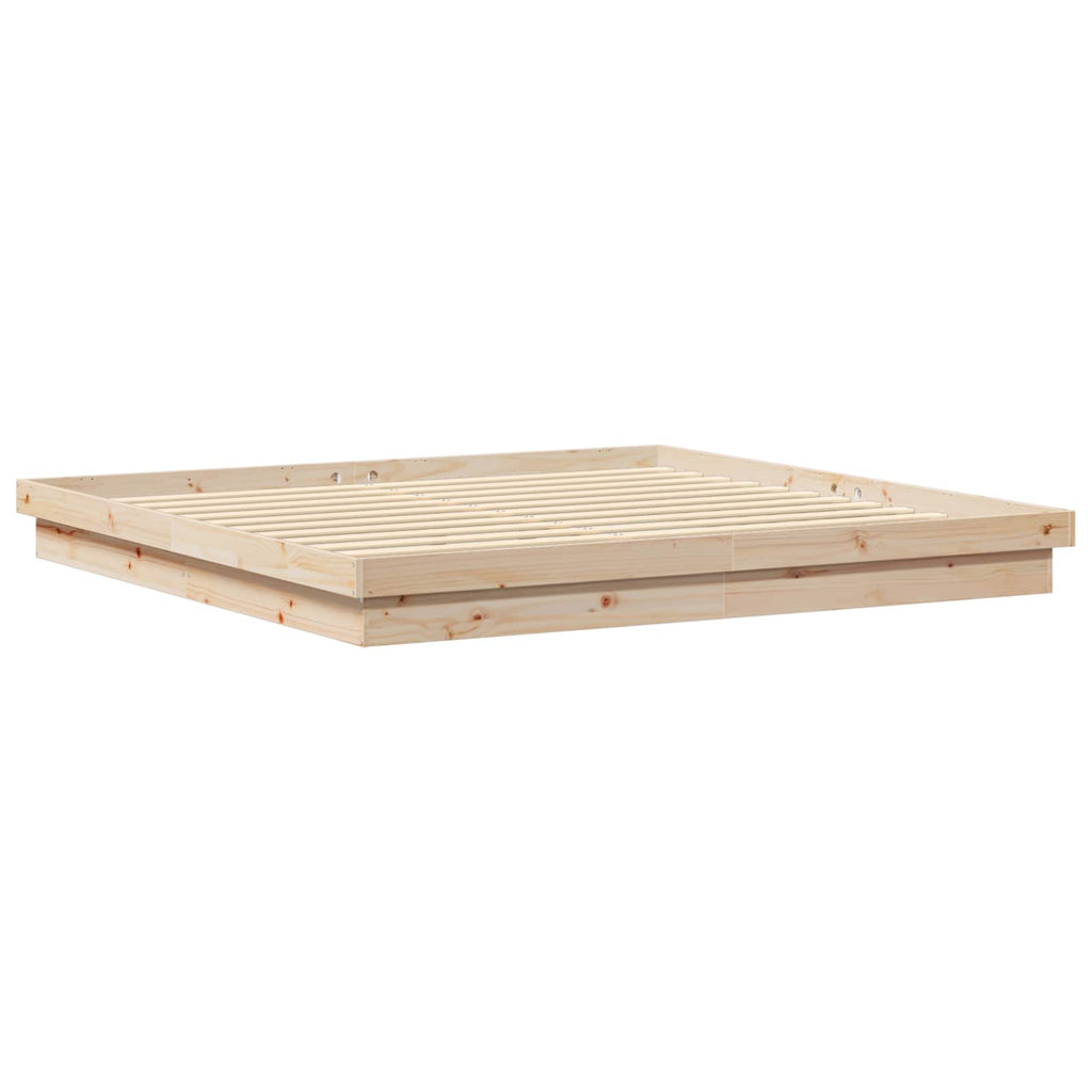 vidaXL Ramka łóżka Naturalny 200 x 200 cm Lite drewno sosnowe