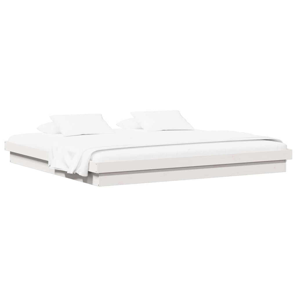 vidaXL Ramka łóżka Biały 200 x 200 cm Lite drewno sosnowe