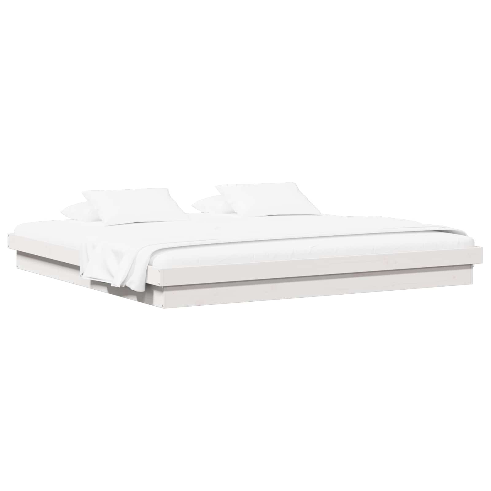 vidaXL Ramka łóżka Biały 200 x 200 cm Lite drewno sosnowe