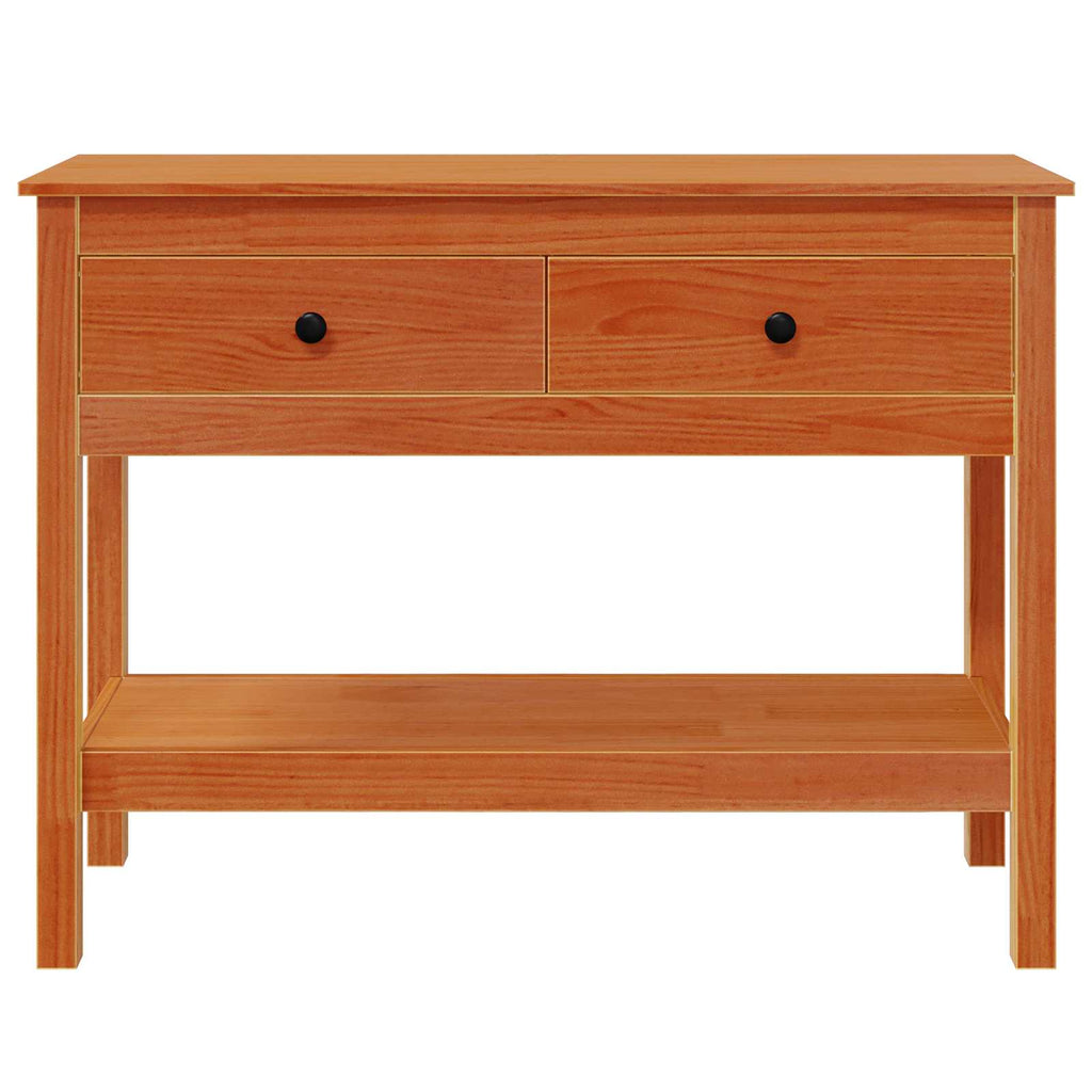 vidaXL Konsola z szufladą Woskowy Brąz 100 x 35 x 75 cm Drewno sosnowe