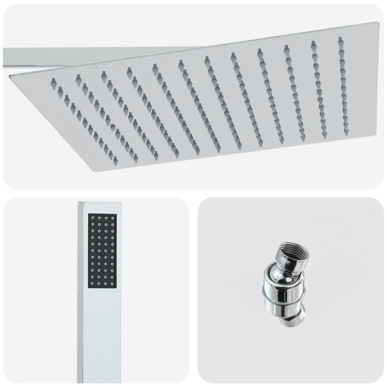 vidaXL Ukryty system prysznicowy (kwadratowy) srebrny
