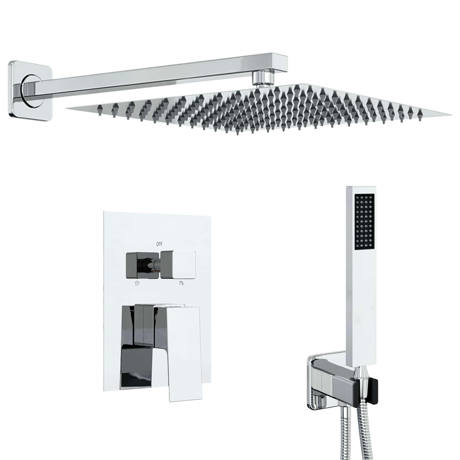 vidaXL Ukryty system prysznicowy (kwadratowy) srebrny