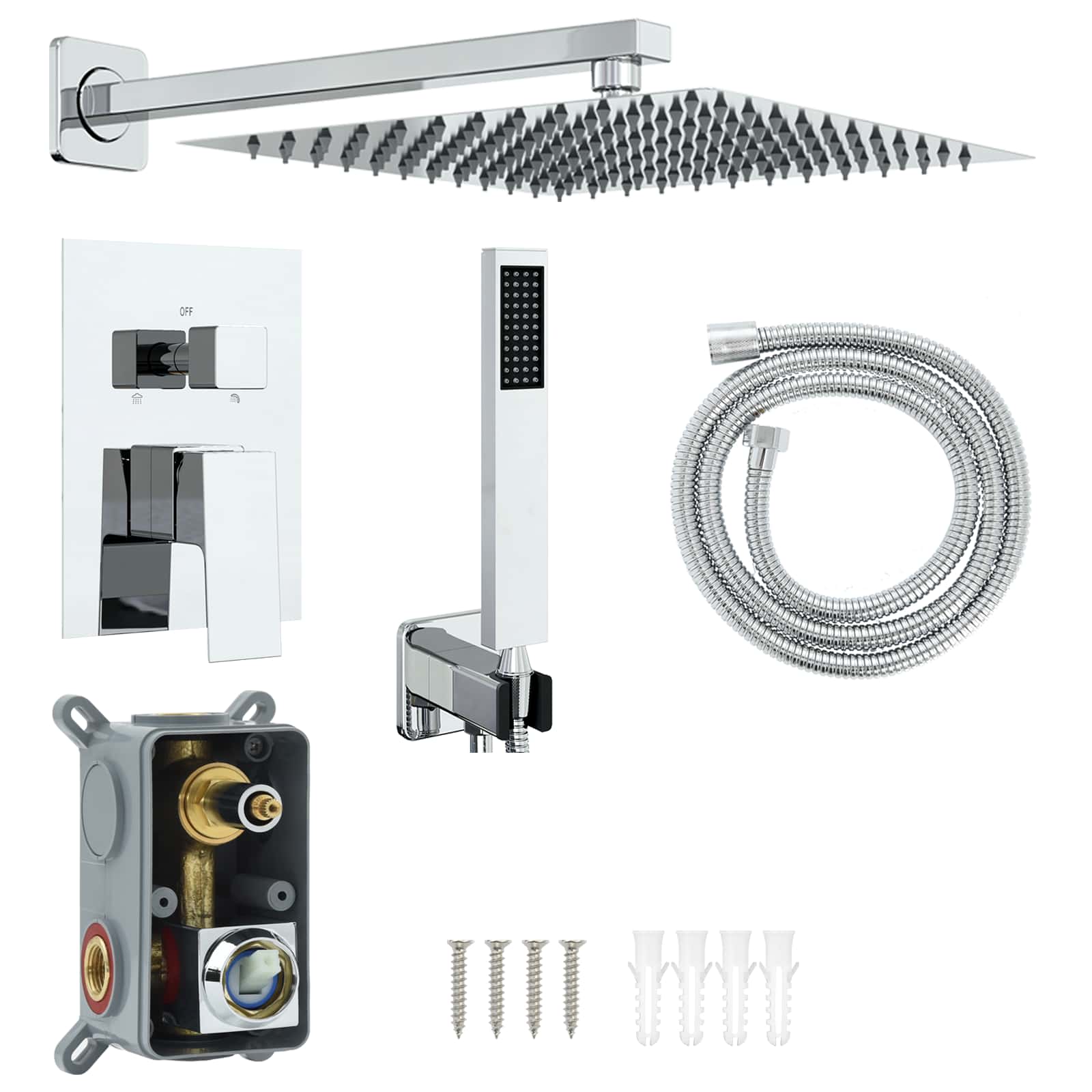 vidaXL Ukryty system prysznicowy (kwadratowy) srebrny