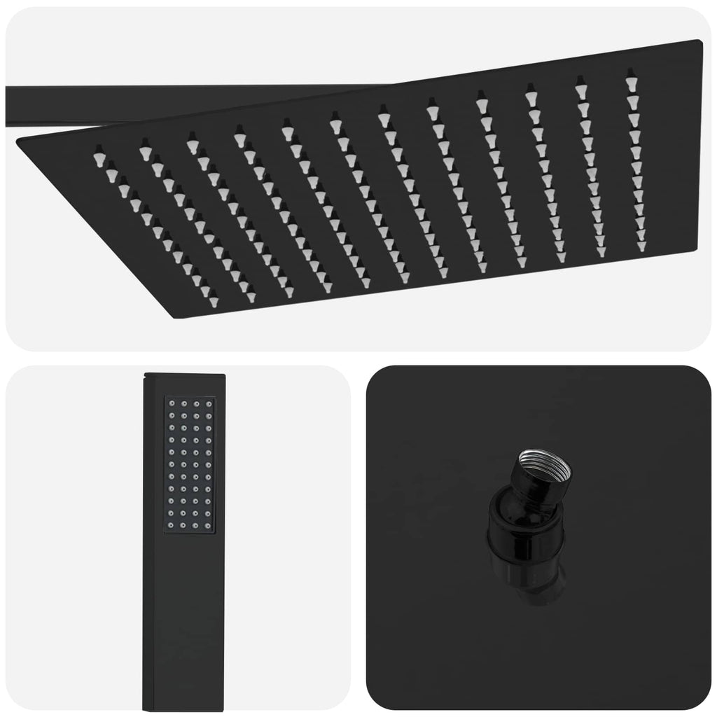 vidaXL Ukryty system prysznicowy (kwadratowy) Czarny