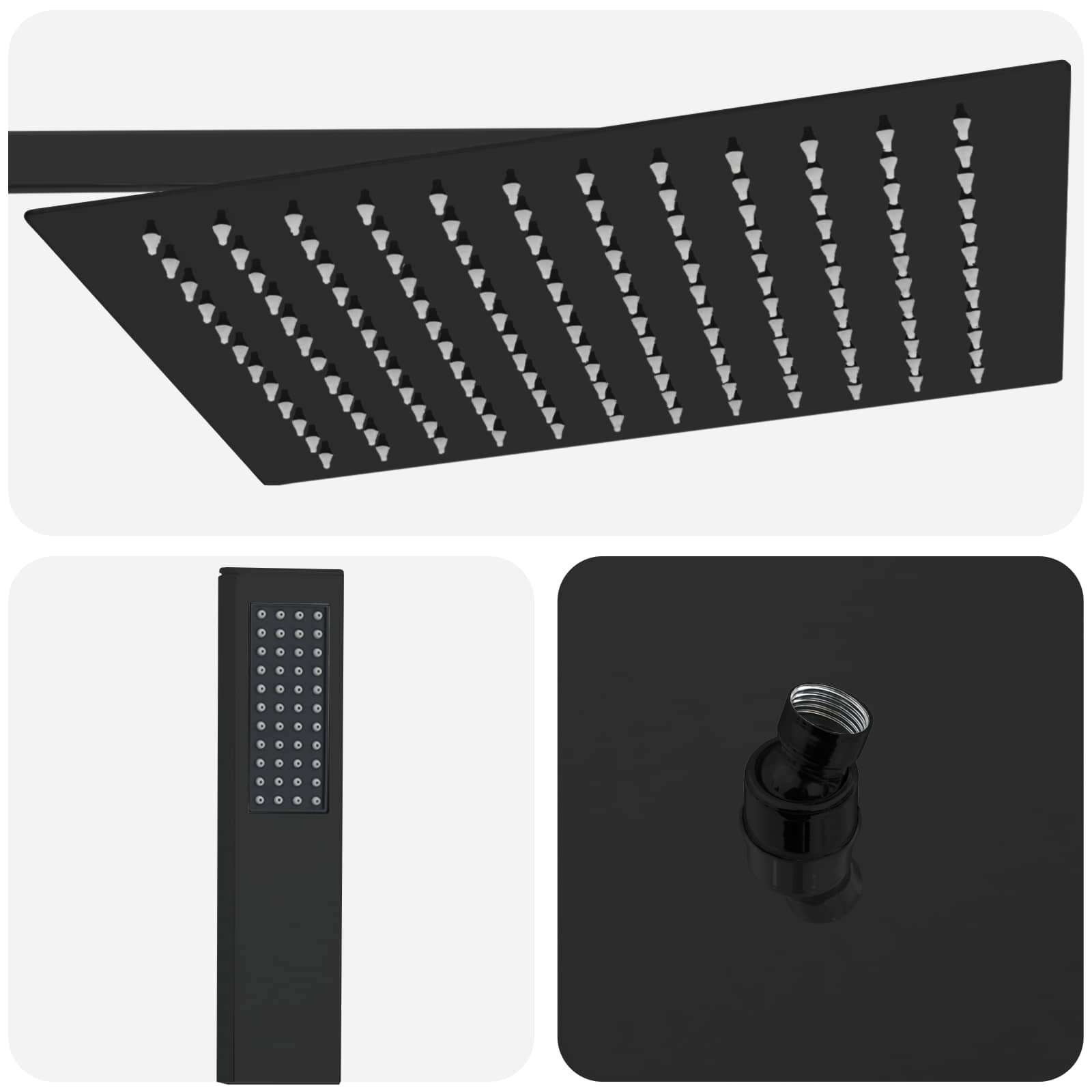 vidaXL Ukryty system prysznicowy (kwadratowy) Czarny