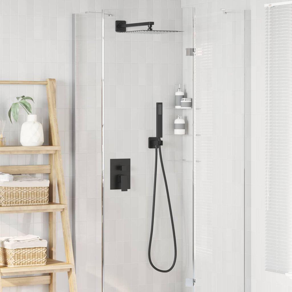 vidaXL Ukryty system prysznicowy (kwadratowy) Czarny
