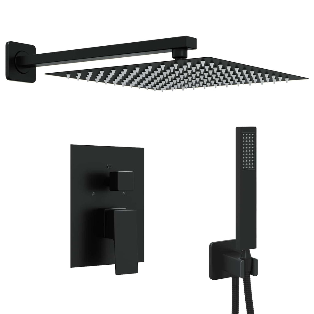 vidaXL Ukryty system prysznicowy (kwadratowy) Czarny