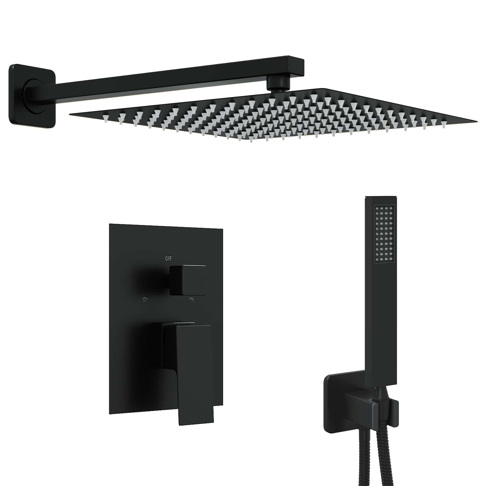 vidaXL Ukryty system prysznicowy (kwadratowy) Czarny
