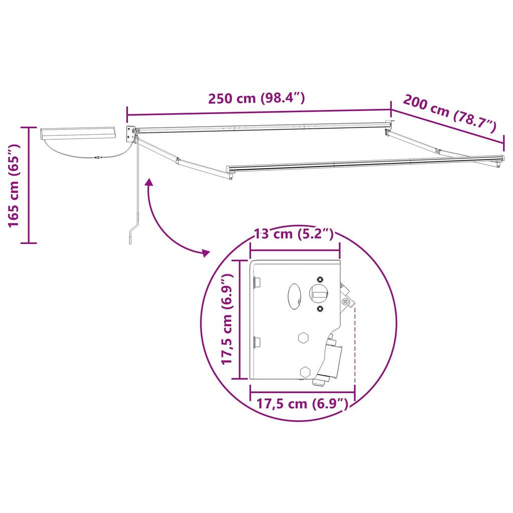vidaXL Elektryczna rama markizy składanej Antracyt 2,5 x 2 m Stal