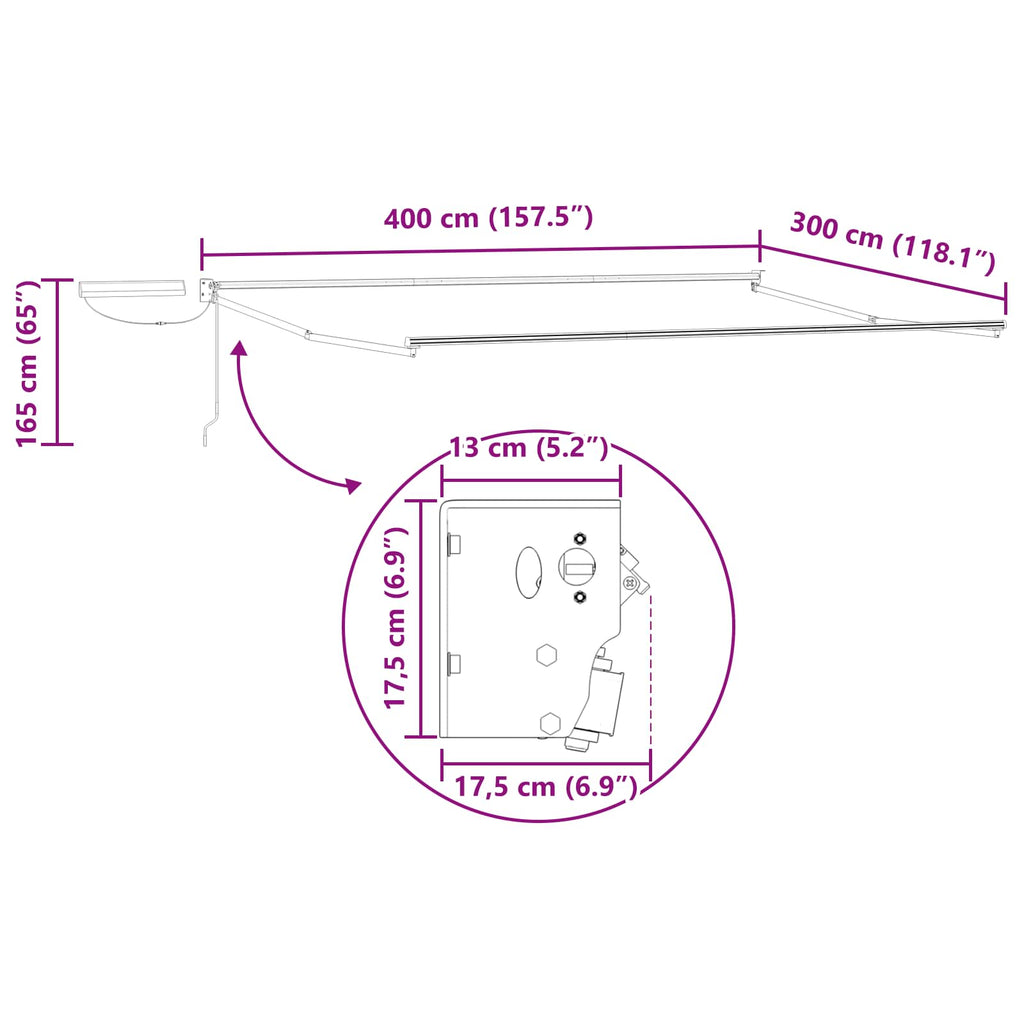 vidaXL Elektryczna rama markizy składanej antracytowy 4 × 3 m Stal