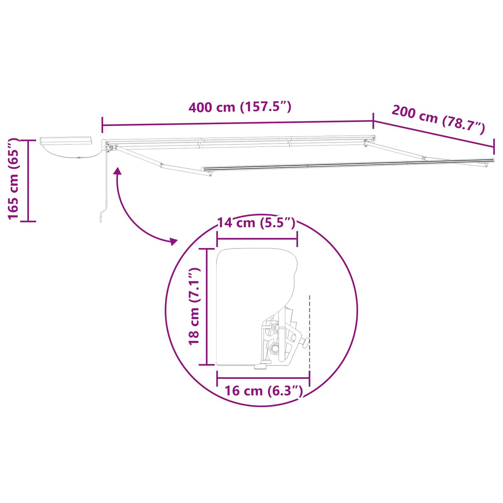 vidaXL Elektryczna rama markizy składanej Antracyt 4 x 2 m Stal