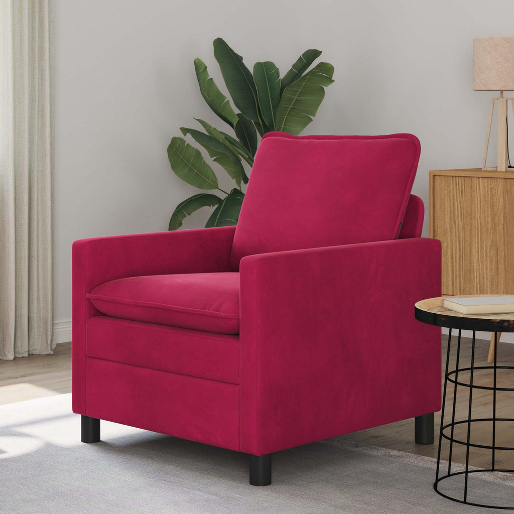 vidaXL Sofa Czerwone wino 76 x 81 x 87,5 cm Welur