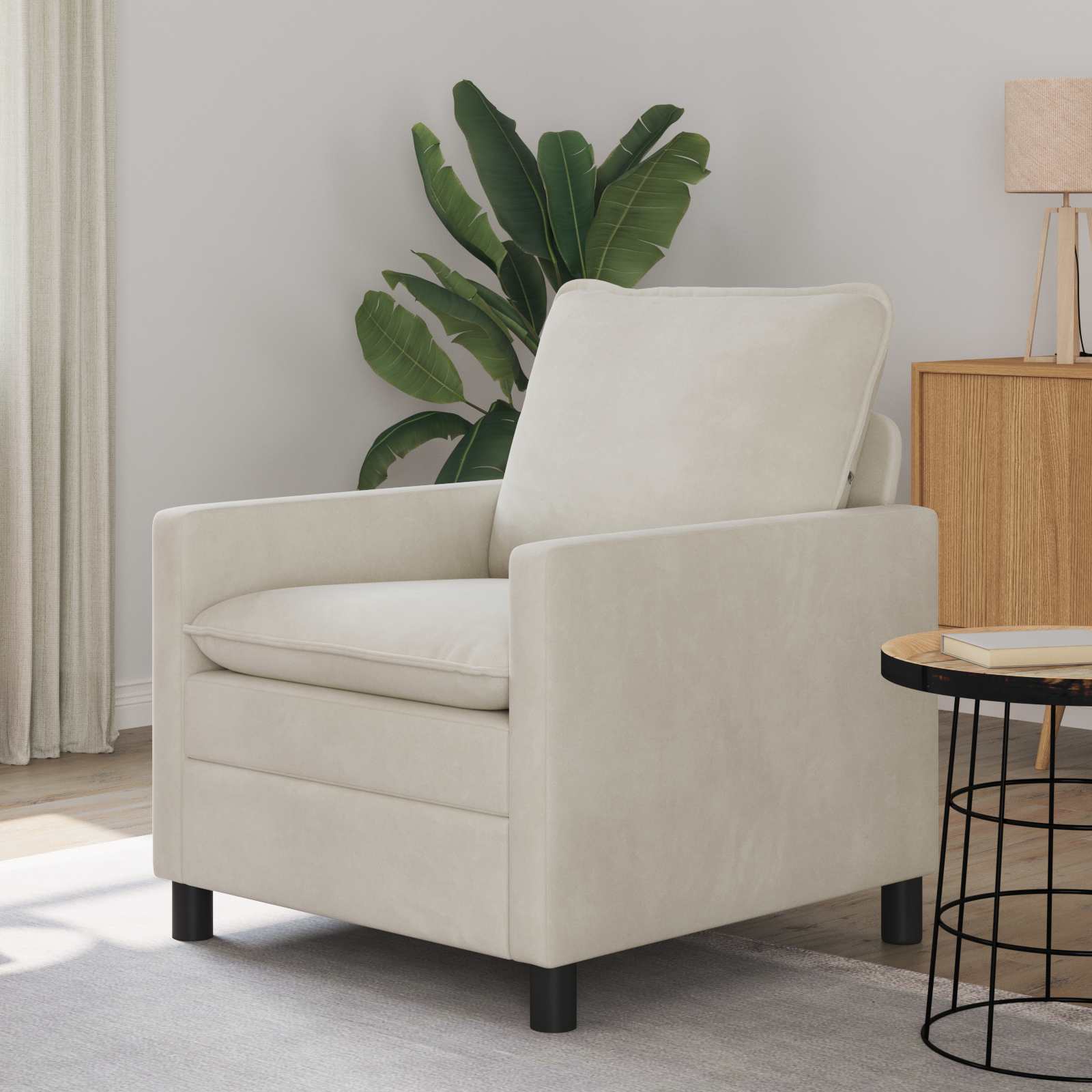 vidaXL Sofa kremowy 76 x 81 x 87,5 cm Welur