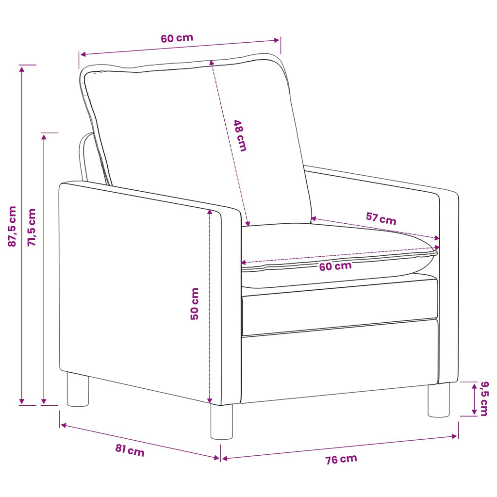 vidaXL Sofa kremowy 76 x 81 x 87,5 cm Poliester
