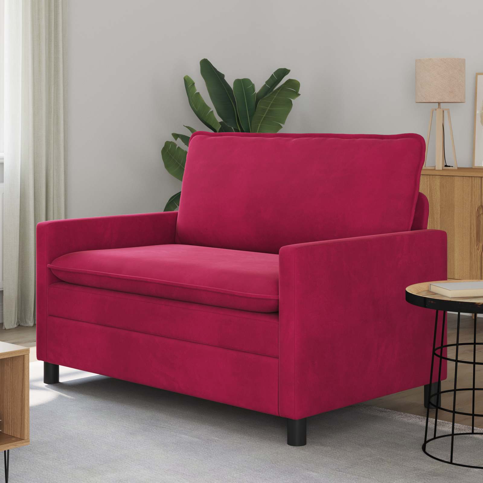 vidaXL Sofa Czerwone wino 126 x 81 x 87,5 cm Welur