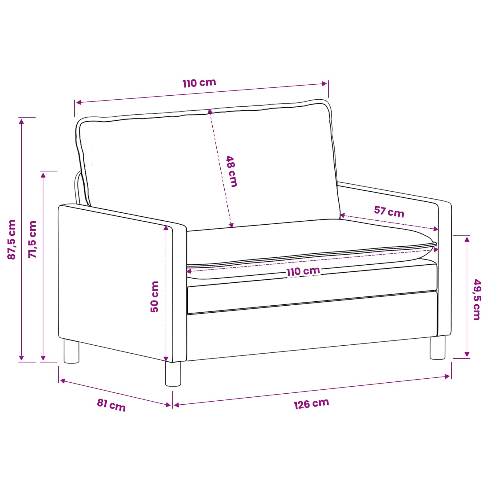 vidaXL Sofa jasnoszary 126 x 81 x 87,5 cm Poliester